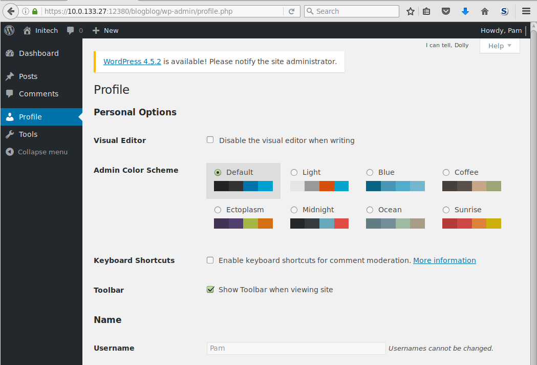 Stapler wp-admin as pam