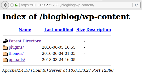 Stapler wp-content dir listing
